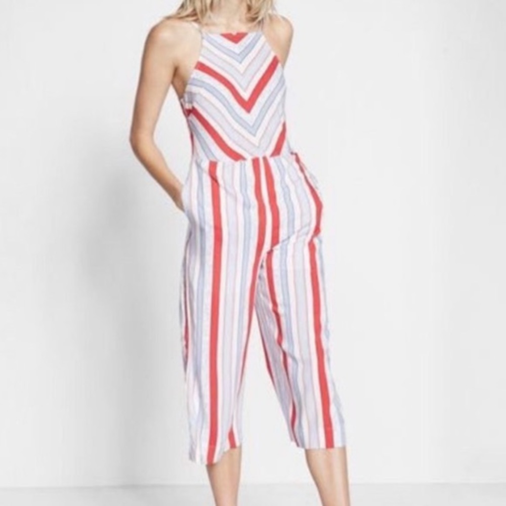 Express Striped Jumpsuit (red, white, blue)